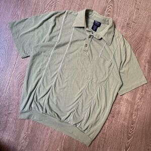 Vintage John Blair Green Knit Polo Shirt Size Medium